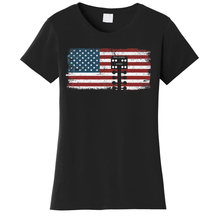 Drag Racing Race Car American Flag Vintage Women's T-Shirt