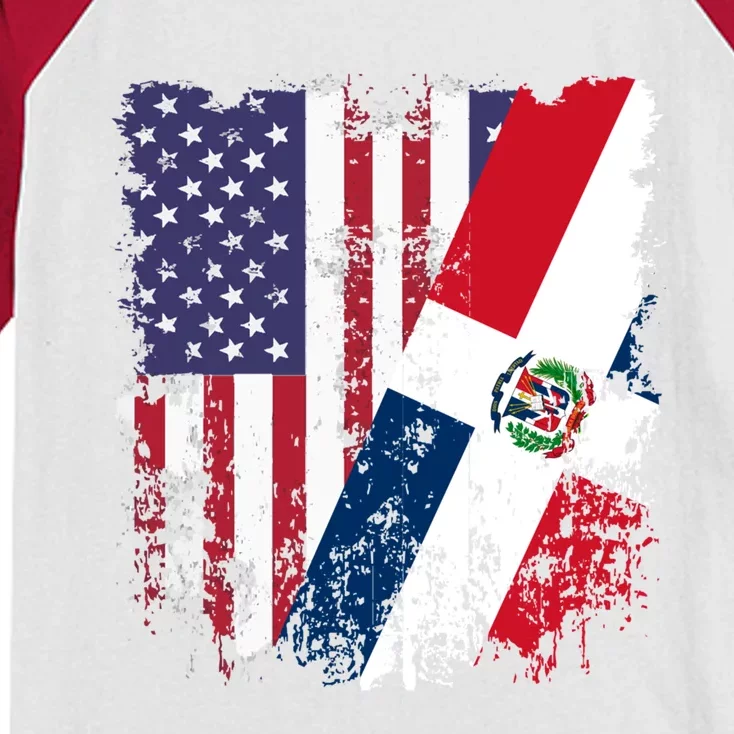 Dominican Republic Roots Half American Flag Dominican Gift Kids Colorblock Raglan Jersey