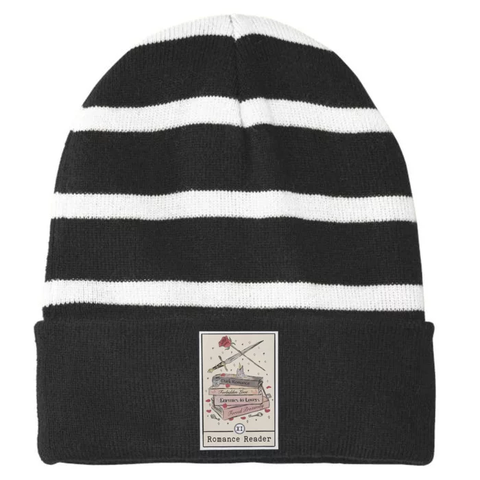 Dark Romance Reader Tarot Card Bookish Smut Reader Smutty Striped Beanie with Solid Band