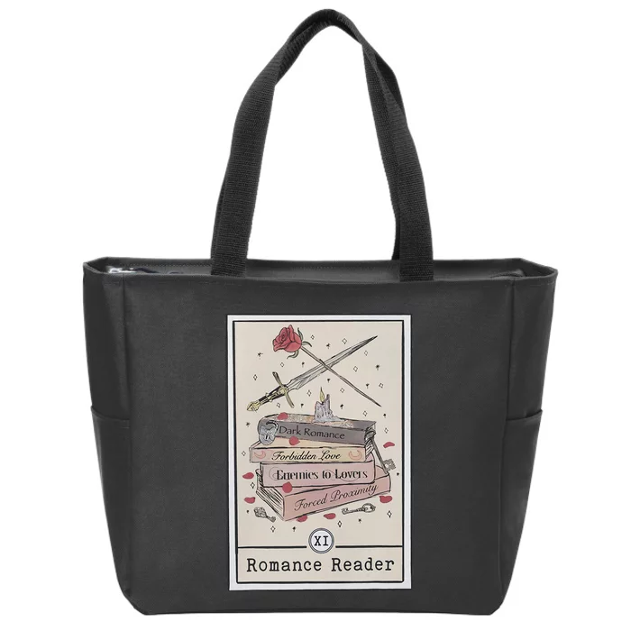 Dark Romance Reader Tarot Card Bookish Smut Reader Smutty Zip Tote Bag