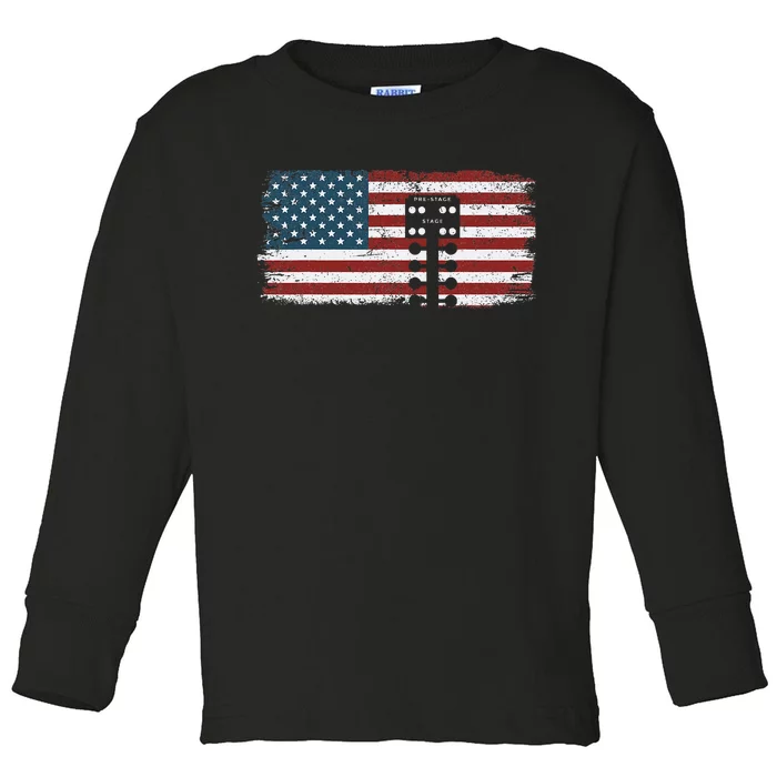 Drag Racing Race Car American Flag Vintage Toddler Long Sleeve Shirt