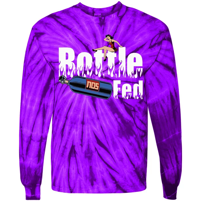 Drag Racing Race Car Power Adder Nos Bottle Fed Tie-Dye Long Sleeve Shirt