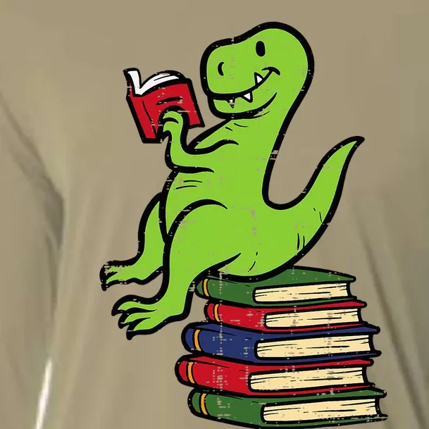 Dino Reading Read Reading Librarian Book Cooling Performance Long Sleeve Crew