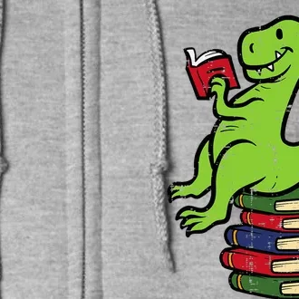 Dino Reading Read Reading Librarian Book Full Zip Hoodie