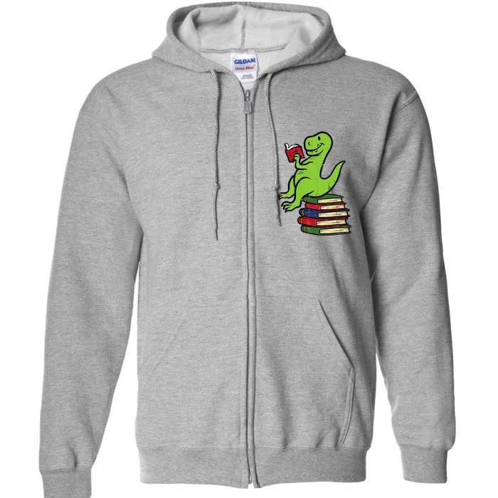 Dino Reading Read Reading Librarian Book Full Zip Hoodie