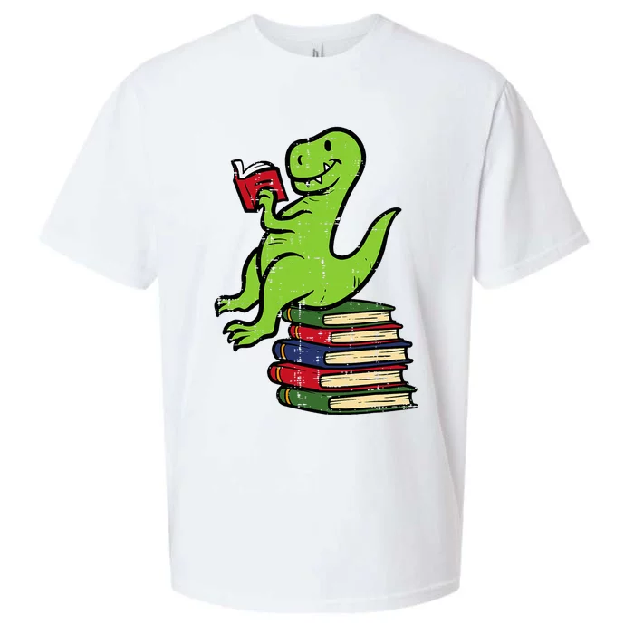 Dino Reading Read Reading Librarian Book Sueded Cloud Jersey T-Shirt