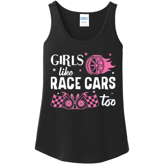 Drag Racing Race Car Girl Like Race Cars Too Ladies Essential Tank