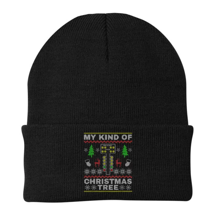 Drag Racers Racing Christmas Tree Sweater Knit Cap Winter Beanie