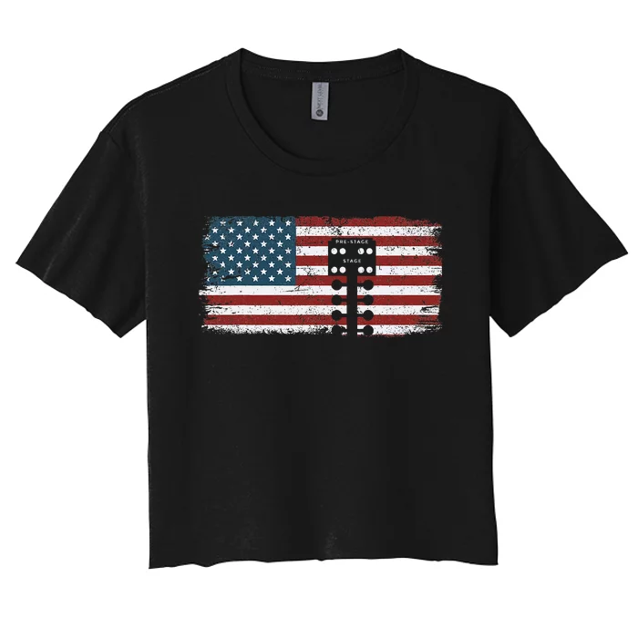 Drag Racing Race Car American Flag Vintage Women's Crop Top Tee