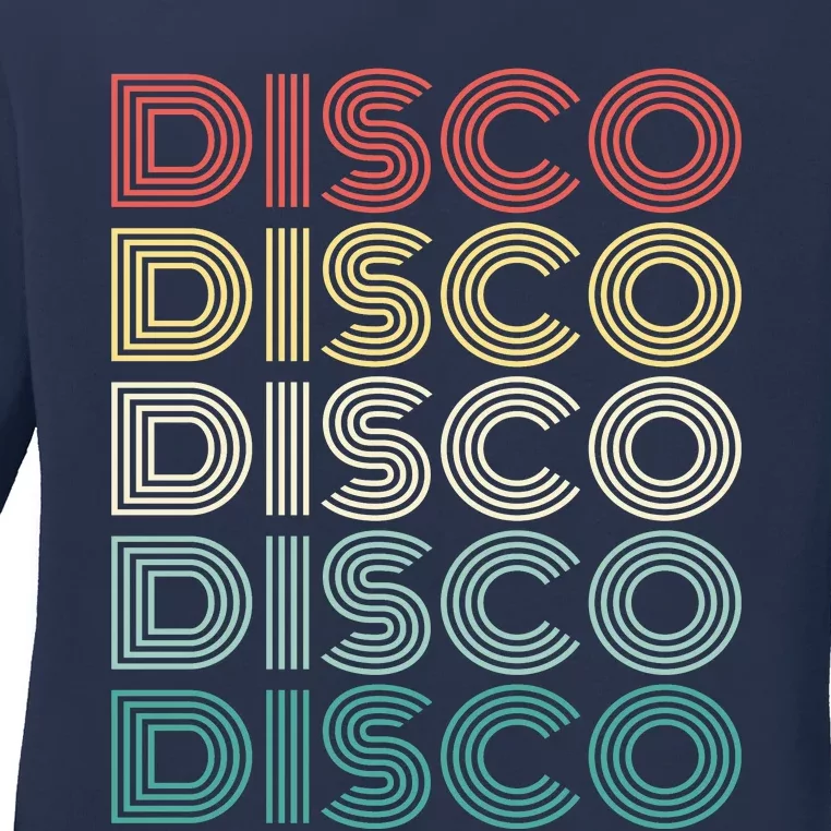 Disco Retro Repeating Ladies Long Sleeve Shirt