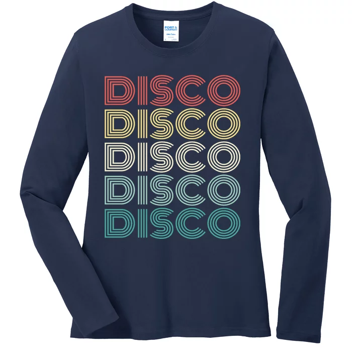 Disco Retro Repeating Ladies Long Sleeve Shirt