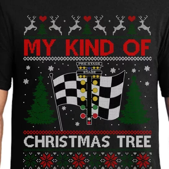 Drag Racers Racing Christmas Tree Ugly Xmas Sweater Gift Pajama Set