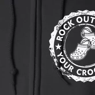 Distressed Retro Rock Out With Your Croc Out Nurse Full Zip Hoodie