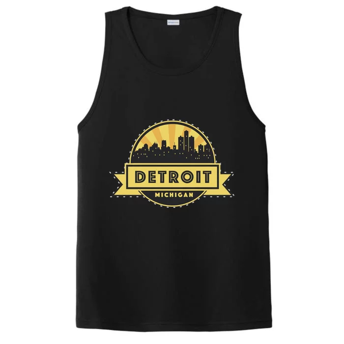 Detroit Record Skyline Logo Performance Tank