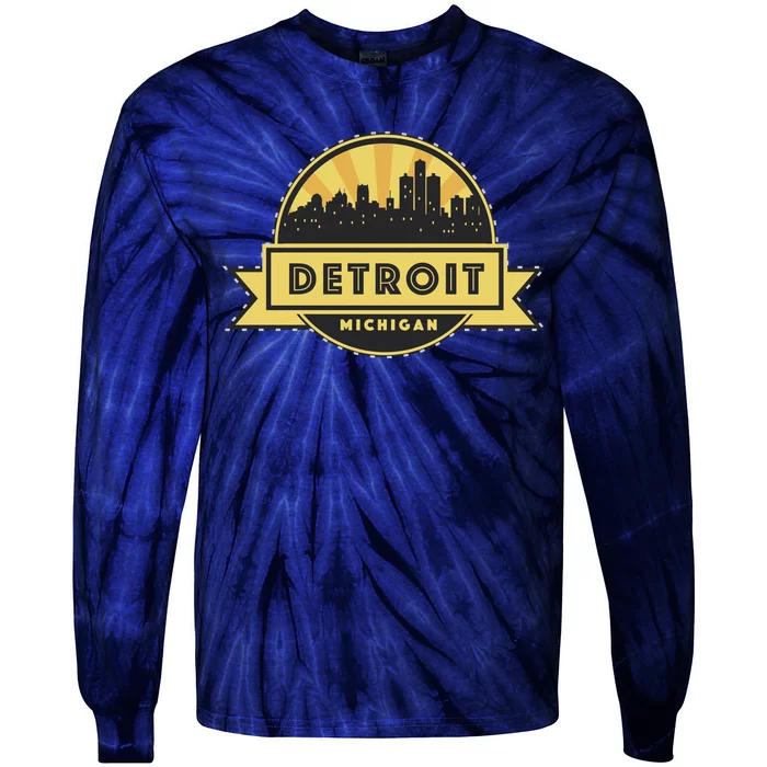 Detroit Record Skyline Logo Tie-Dye Long Sleeve Shirt