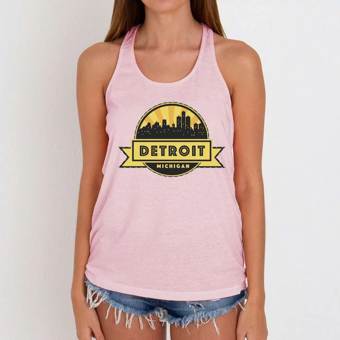 Detroit Record Skyline Logo Women's Knotted Racerback Tank