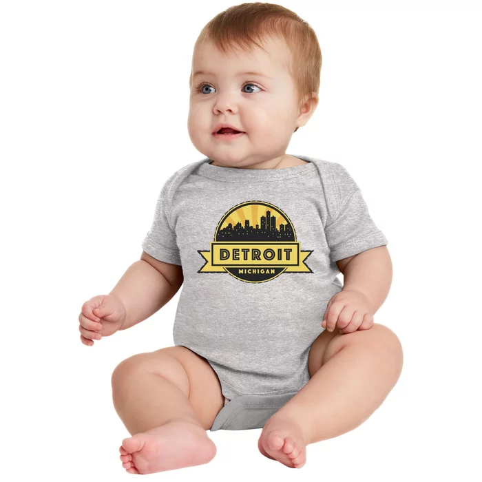 Detroit Record Skyline Logo Baby Bodysuit