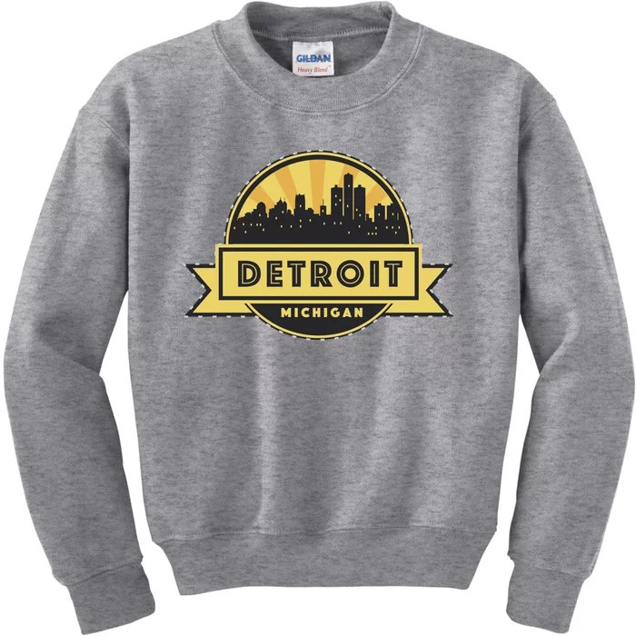 Detroit Record Skyline Logo Kids Sweatshirt