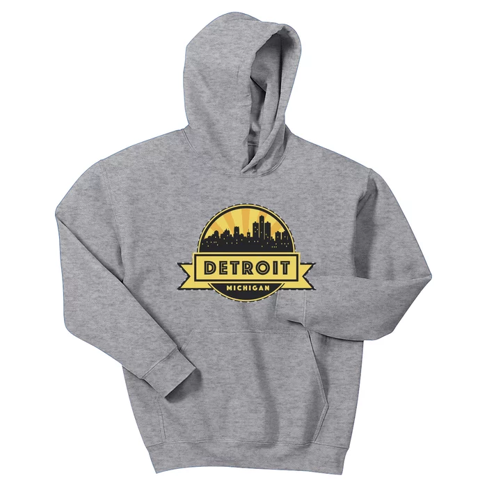 Detroit Record Skyline Logo Kids Hoodie