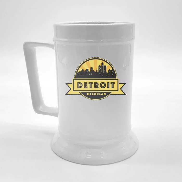 Detroit Record Skyline Logo Front & Back Beer Stein