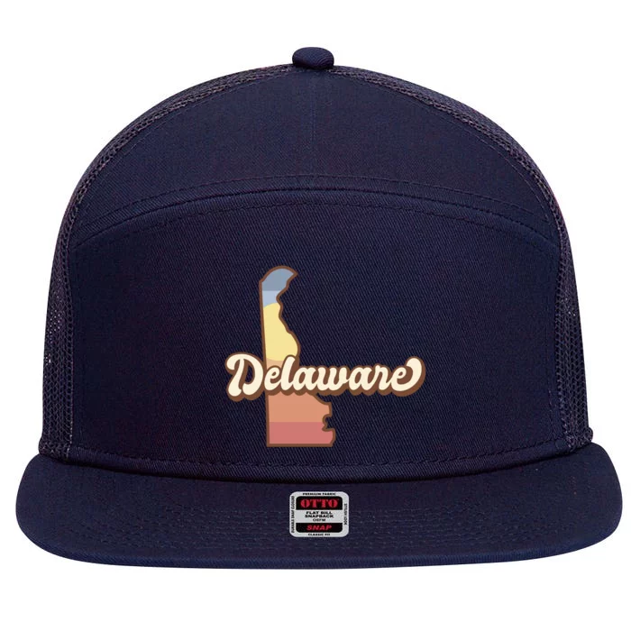 Delaware Retro Sunset 7 Panel Mesh Trucker Snapback Hat