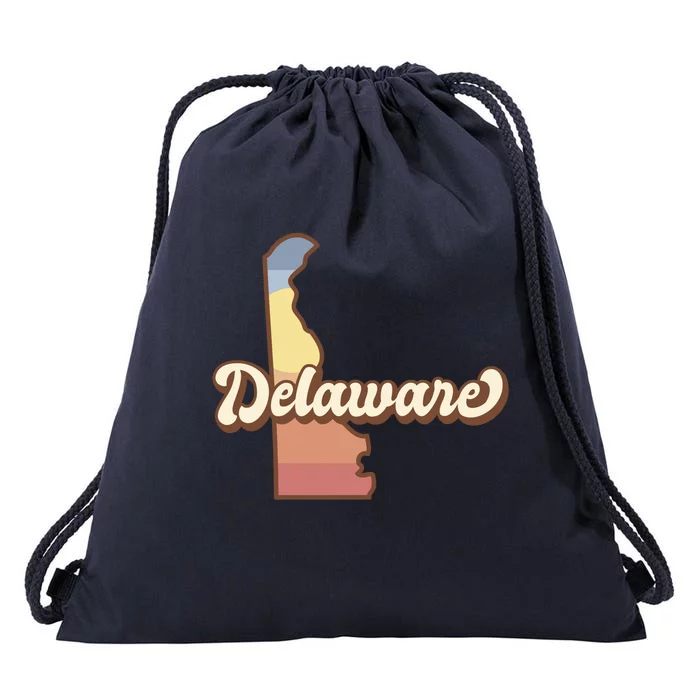 Delaware Retro Sunset Drawstring Bag