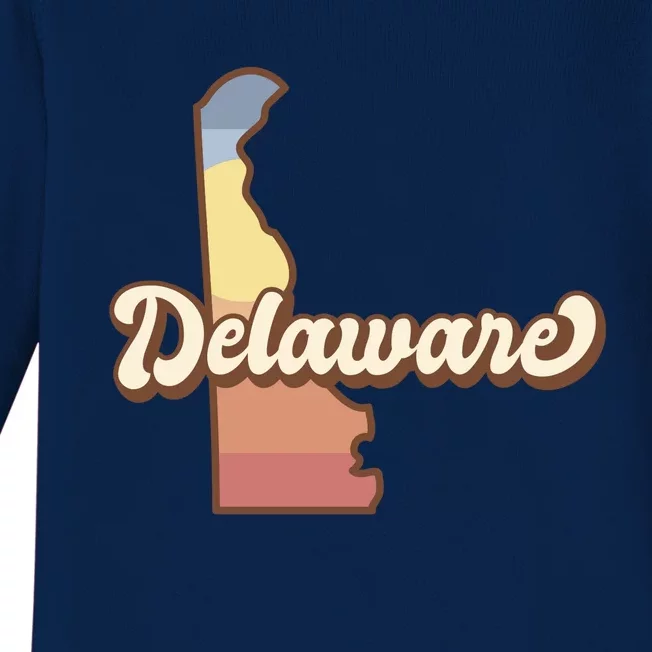 Delaware Retro Sunset Baby Long Sleeve Bodysuit