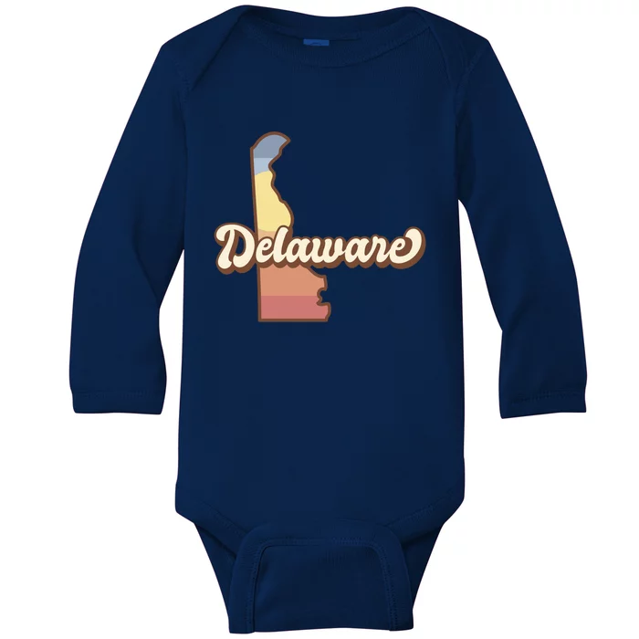 Delaware Retro Sunset Baby Long Sleeve Bodysuit