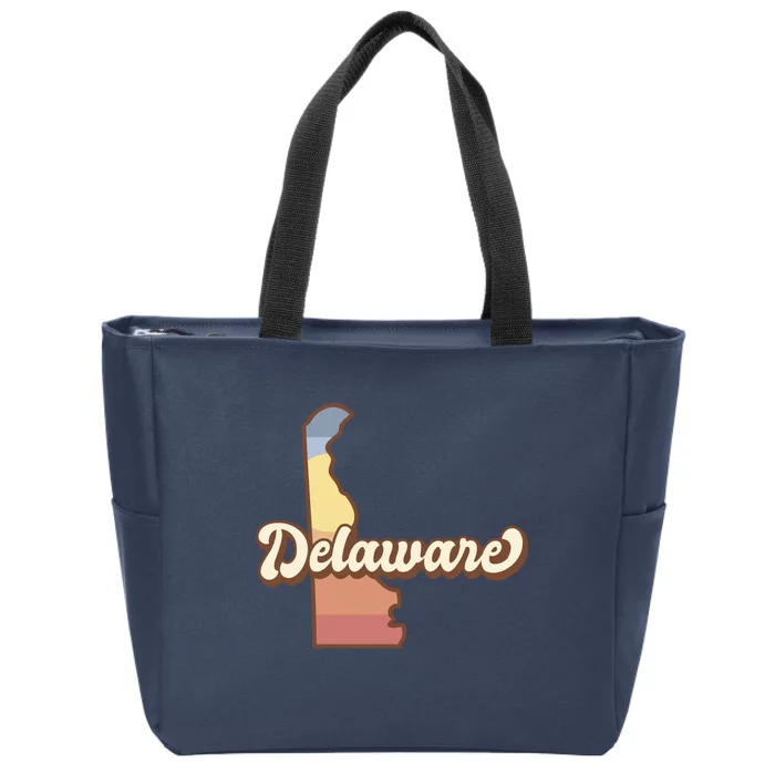 Delaware Retro Sunset Zip Tote Bag