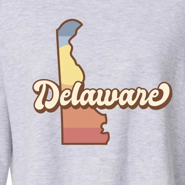 Delaware Retro Sunset Cropped Pullover Crew