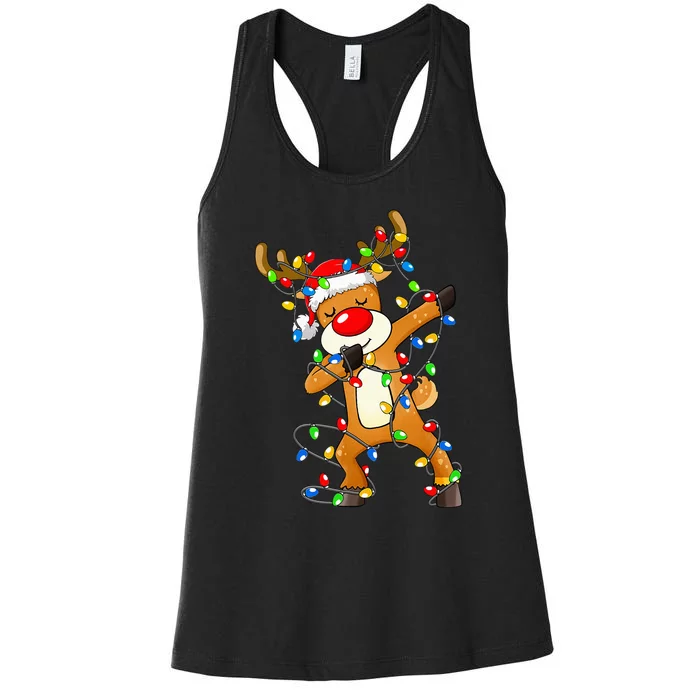 Dabbing Reindeer Santa Christmas Dab Xmas Women's Racerback Tank