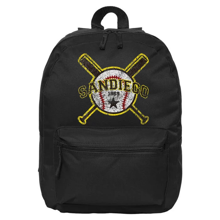 Distressed Retro San Diego Baseball Sd Vintage 16 in Basic Backpack