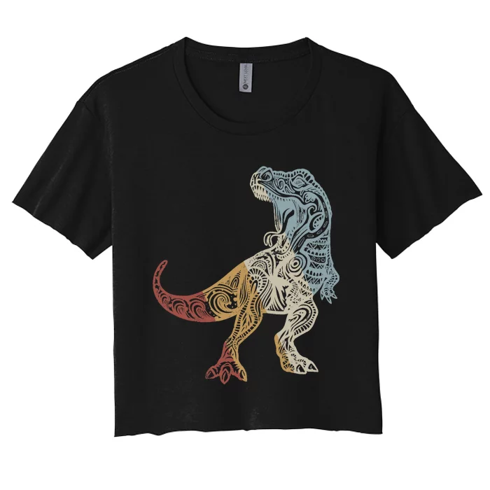 Dinosaur Retro Style Vintage Women's Crop Top Tee