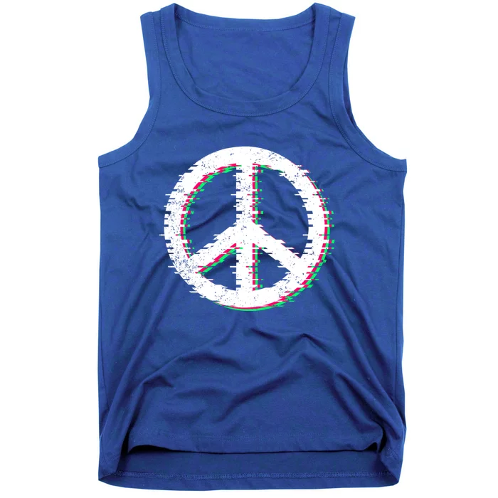 Distressed Retro Symbol Peace Meaningful Gift Tank Top