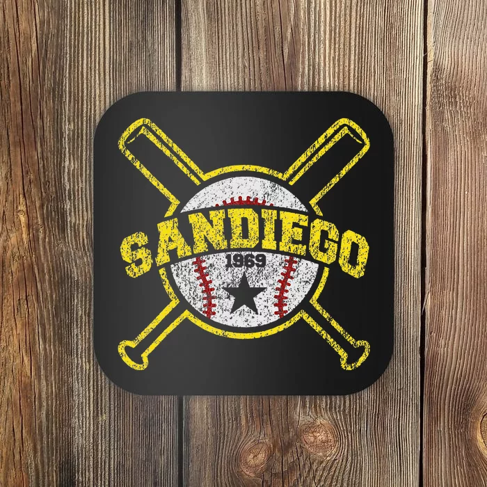 Distressed Retro San Diego Baseball SD Vintage Coaster