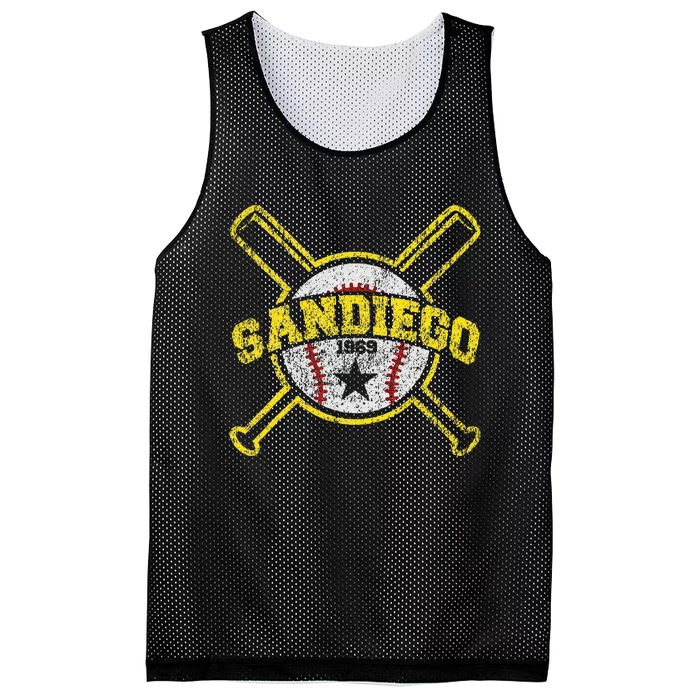 Distressed Retro San Diego Baseball SD Vintage Mesh Reversible Basketball Jersey Tank