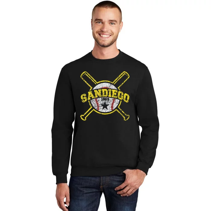 Distressed Retro San Diego Baseball SD Vintage Tall Sweatshirt