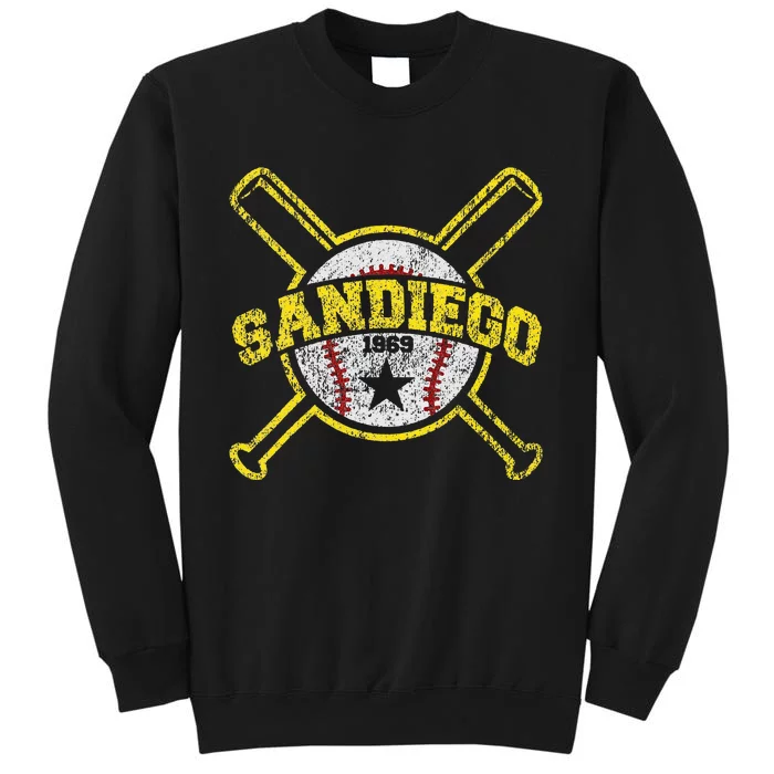 Distressed Retro San Diego Baseball SD Vintage Tall Sweatshirt