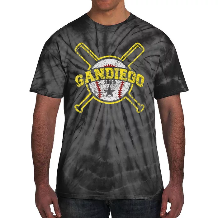 Distressed Retro San Diego Baseball SD Vintage Tie-Dye T-Shirt