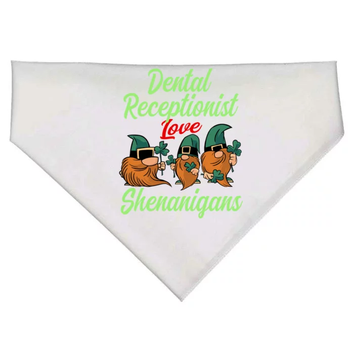 Dental Receptionist St Patricks Day Shenanigans Gnomes Gift USA-Made Doggie Bandana