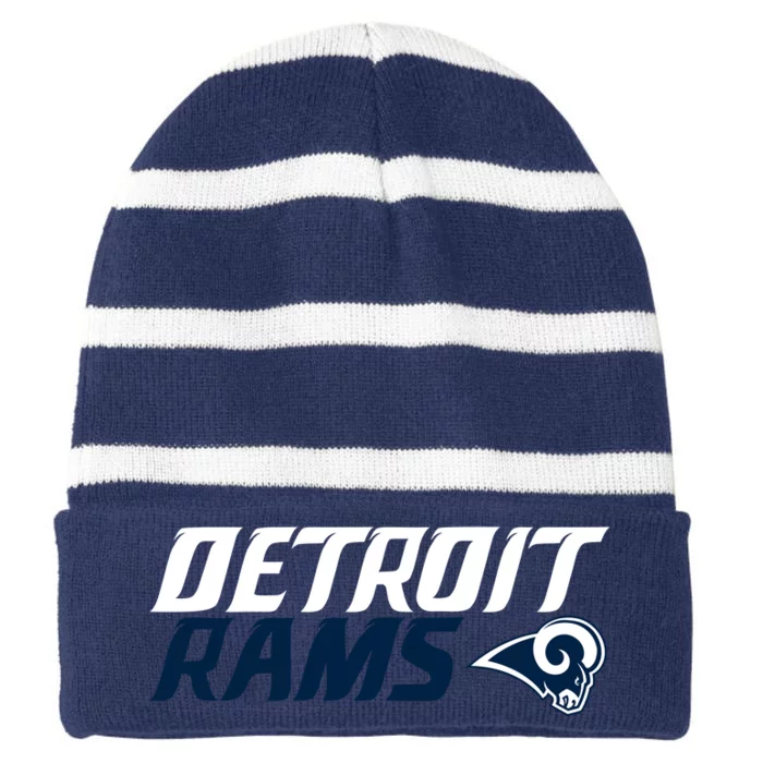 Detroit Rams Superbowl 2022 Striped Beanie with Solid Band