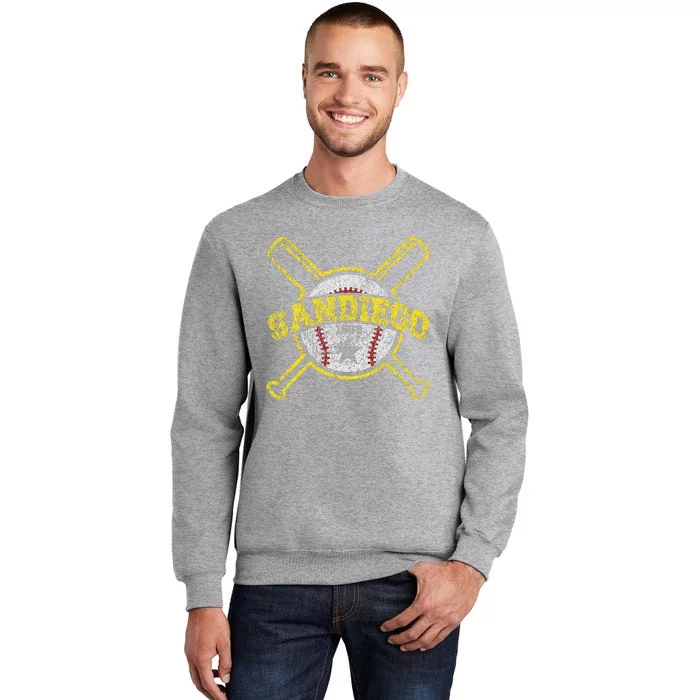 Distressed Retro San Diego Baseball SD Vintage Tall Sweatshirt