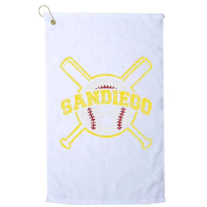 Distressed Retro San Diego Baseball SD Vintage Platinum Collection Golf Towel