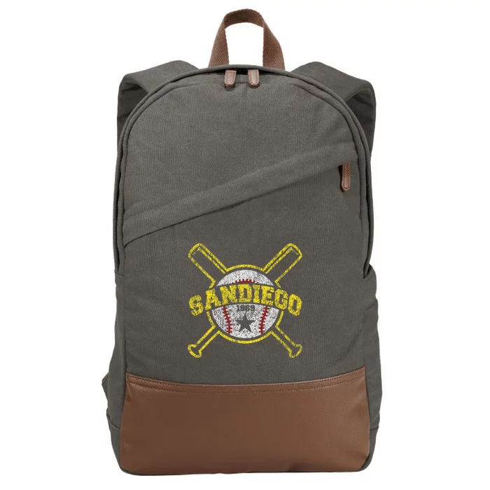 Distressed Retro San Diego Baseball Sd Cotton Canvas Backpack