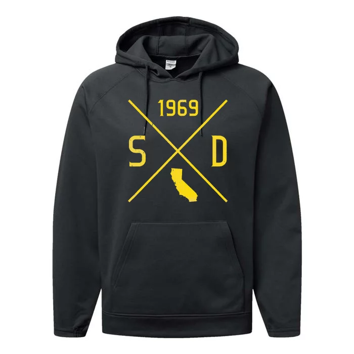 Distressed Retro San Diego Baseball Sd Performance Fleece Hoodie