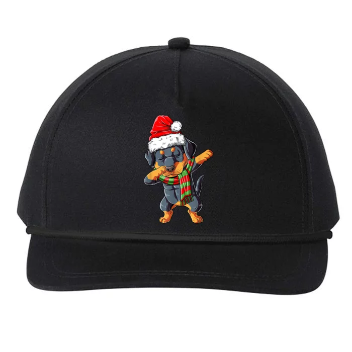 Dabbing Rottweiler Santa Christmas Boys Xmas Dog Gift Snapback Five-Panel Rope Hat