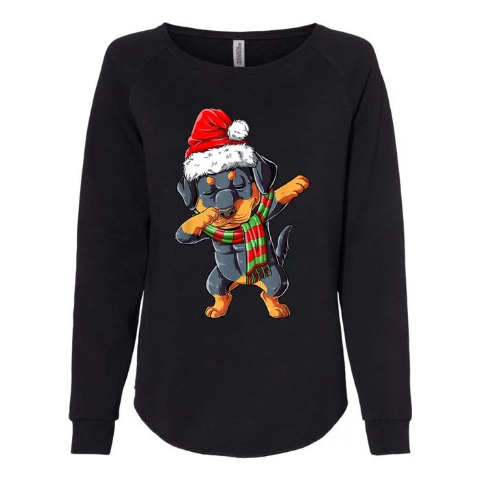 Dabbing Rottweiler Santa Christmas Boys Xmas Dog Gift Womens California Wash Sweatshirt