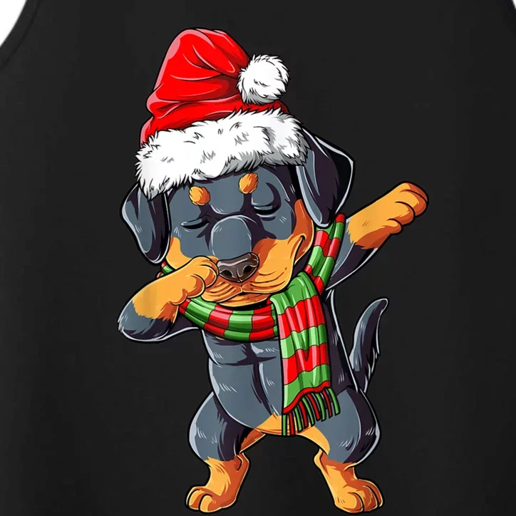 Dabbing Rottweiler Santa Christmas Boys Xmas Dog Gift Performance Tank