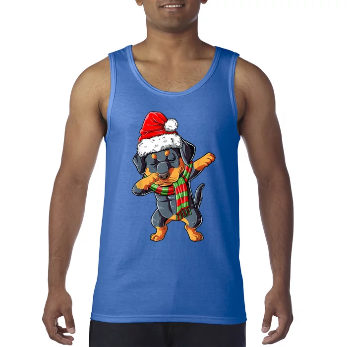 Dabbing Rottweiler Santa Christmas Boys Xmas Dog Gift Tank Top