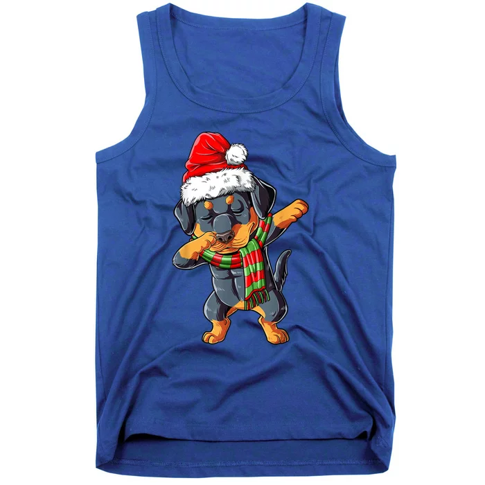 Dabbing Rottweiler Santa Christmas Boys Xmas Dog Gift Tank Top